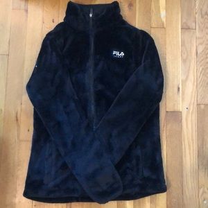 Fuzzy Fila jacket in black